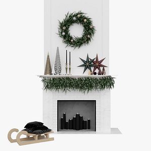 3D Christmas Decorative Fireplace Set 4K model