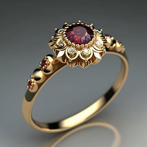 Peony Diamond Ring 3D model