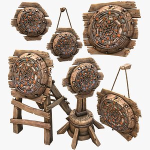 Medieval Wooden Target Dartboard Armory Furniture