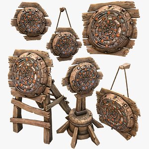 Medieval Wooden Target Dartboard Armory Furniture