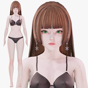 Lingerie clothes 0012 - Rigged -Unreal - Unity - Blender - Animated - Realistic Female Character