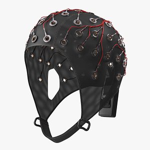3D EEG Head Cap with Electrodes Black