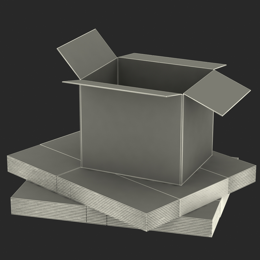 3dsmax Open Cardboard Box Set
