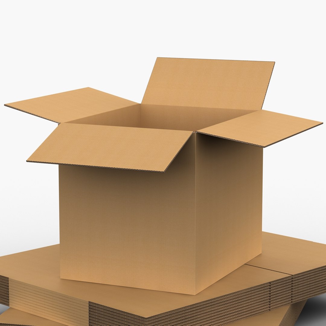 3dsmax Open Cardboard Box Set