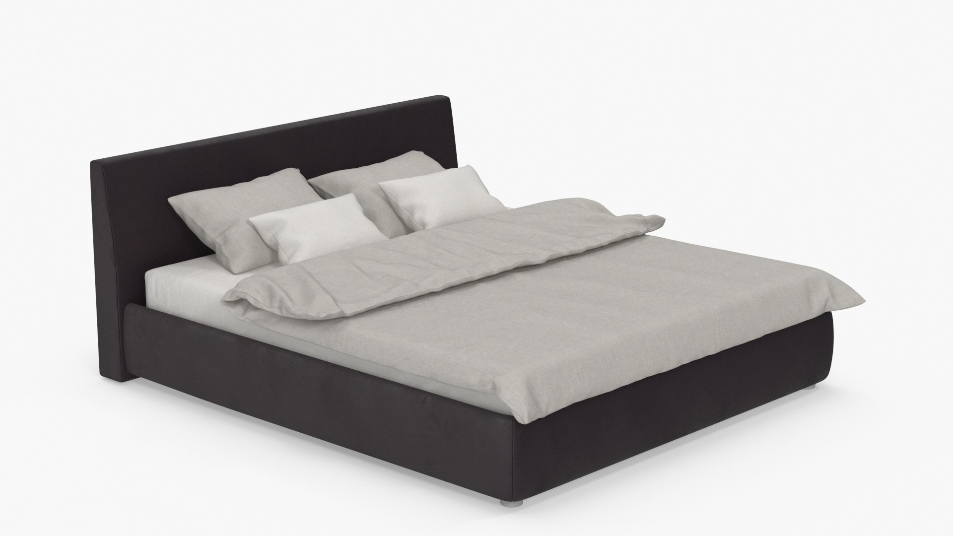 Modern Upholstered Double Bed 3D model preview