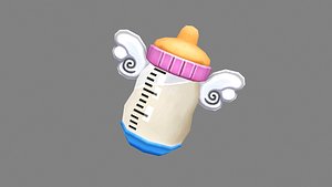 Cartoon flying bottle Low-poly 3D model