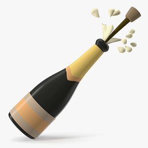 3D Bottle with Popping Cork Emoji