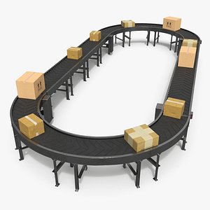 3D Closed-Loop Belt Conveyor for Box Transport model