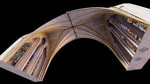 3D Gothic Nave Decorated Vault Stained Glass 02 - ONLY