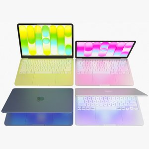 3D Apple MacBook Neo All Colors Rigged model