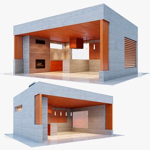 3D Gazebo with fireplace and summer kitchen model