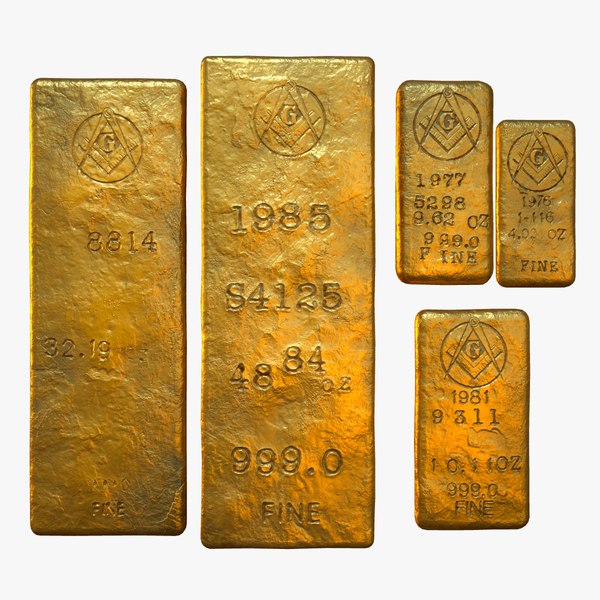 3D Gold Bars Antique Set model