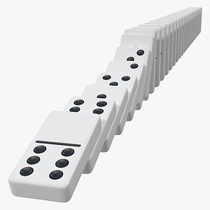 White Domino Knuckles Falling in a Row 3D Model