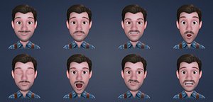 3D Stylized Cartoon Male Character Body and Facial Rigged 3D model