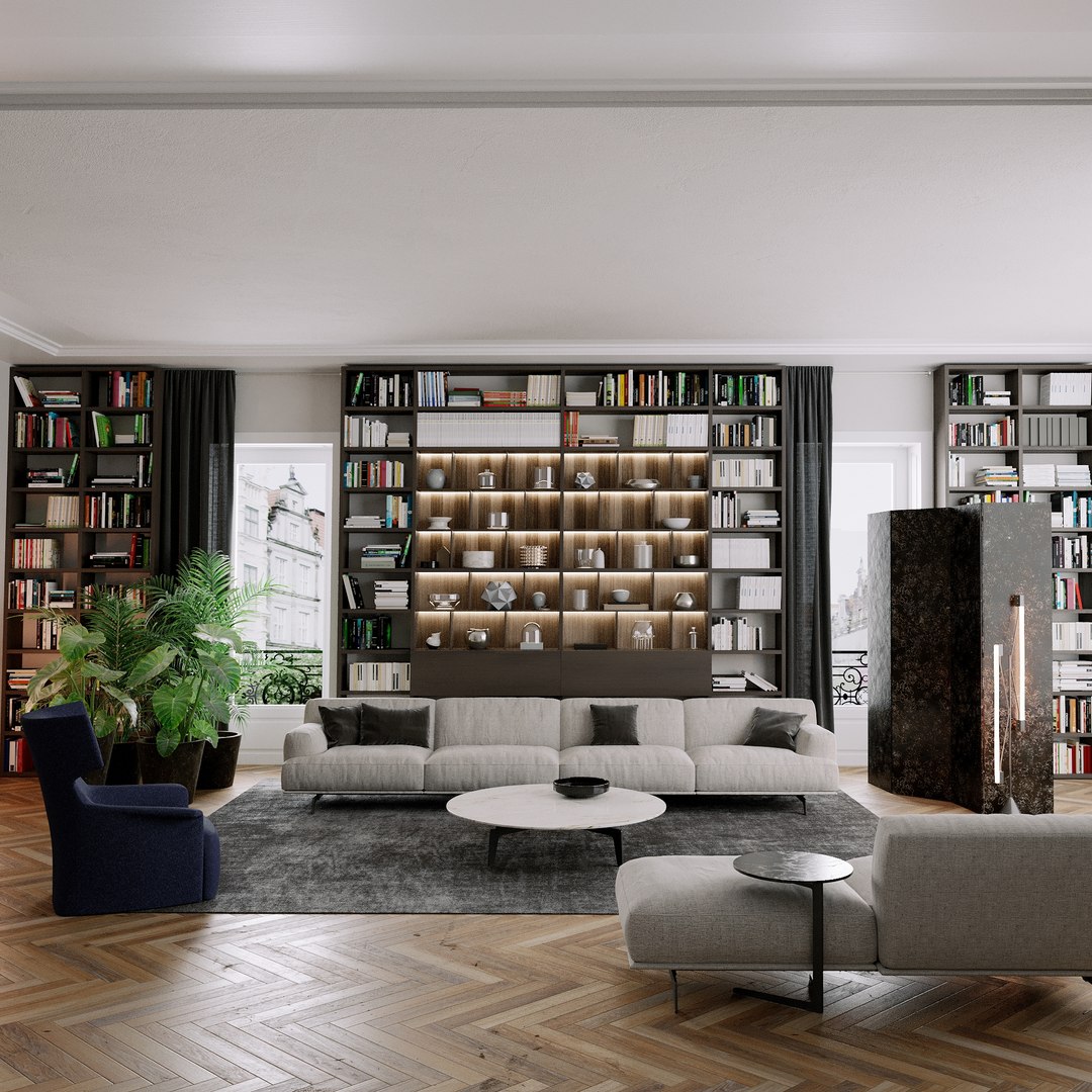 3D Best Living Scene Design 03 - C4D - Vray - TurboSquid 1869837