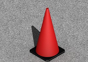 3D Traffic Cone 75cm Solid Red Road Barrier Pylon 3D Model model
