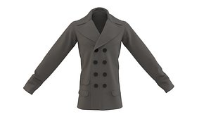 mens double breasted coat 3D model