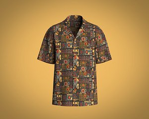 3D model Mens Printed fabric resort collar shirt
