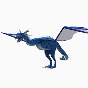 3D Blue Wyvern dragon