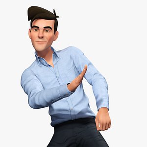 Cartoon Handsome Man in Casual Shirt