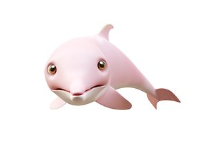 Amazon pink dolphin animated fish low poly toon 3d