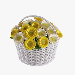 Gerbera Bouquet In Basket 02 3D model
