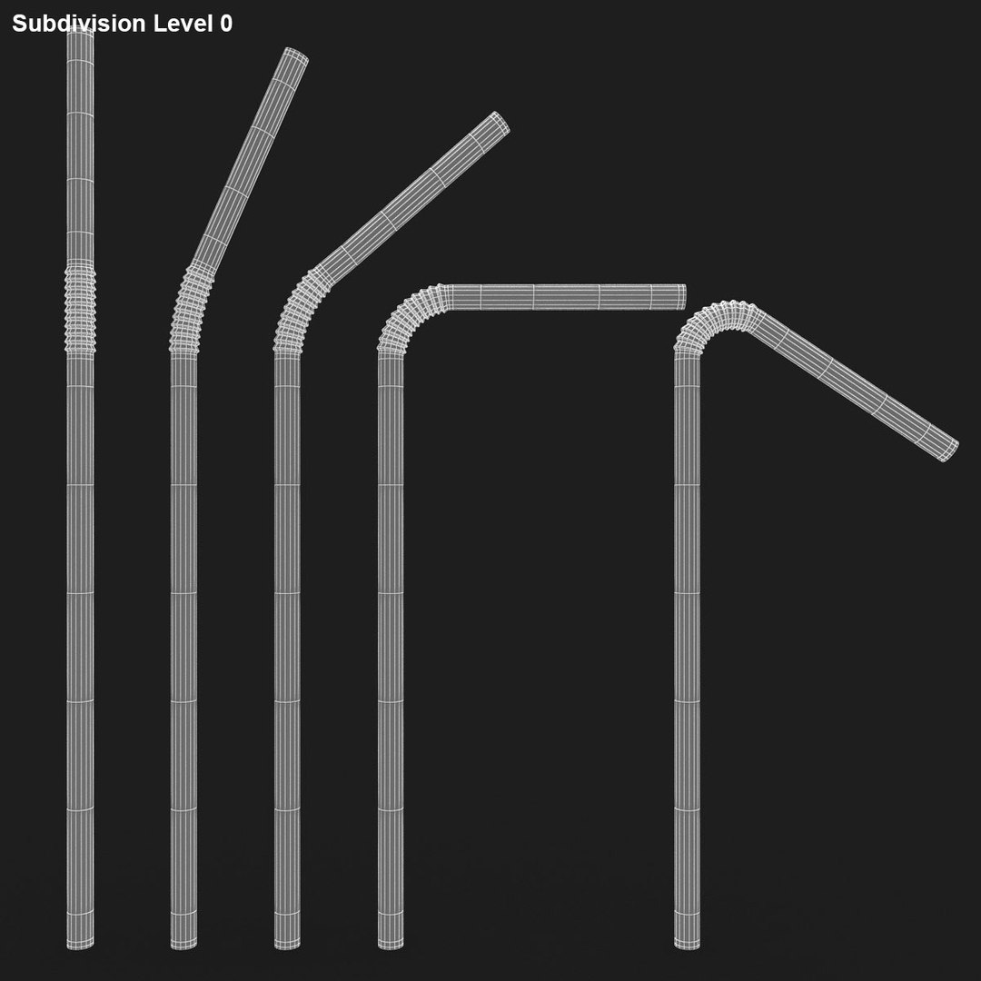3d drinking straw 5 pose model