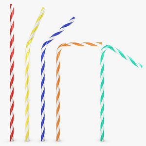 3d drinking straw 5 pose model