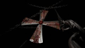 Vampire Cross  Stylized Gothic Pendant 3D model