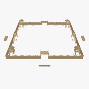 3D LowPoly Wooden Fort model