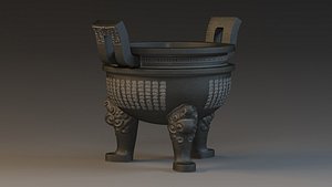 ronze tripod furnace incense 3D