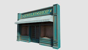 city shop front with 4k pbr textures model