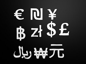 3d model currency signs