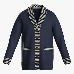 Male knit raglan cardigan 3D model