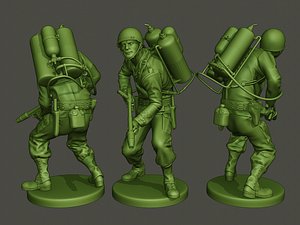 3D american soldier ww2 action
