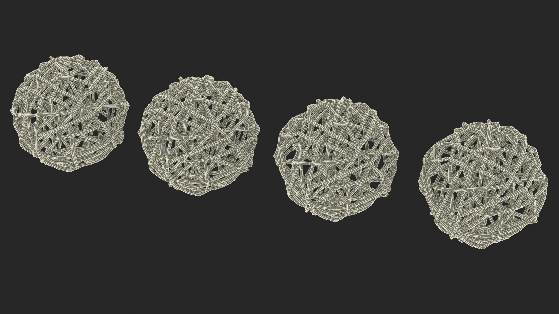 Decorative Multicolor Wicker Rattan Balls Set 3D model - TurboSquid 2086632