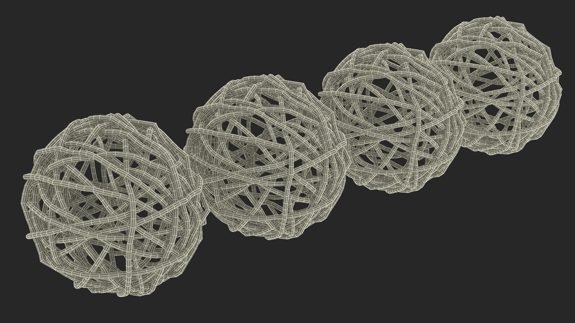 Decorative Multicolor Wicker Rattan Balls Set 3D model - TurboSquid 2086632