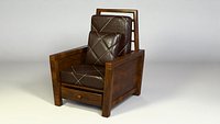 Futuristic Wooden Armchair 3D Model Low Poly PBR 2K