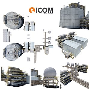 3D Industrial Natural Gas Liquification Plant Block