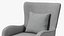 Sillón decorativo con brazo curvo Gris