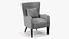 Sillón decorativo con brazo curvo Gris