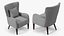 Sillón decorativo con brazo curvo Gris