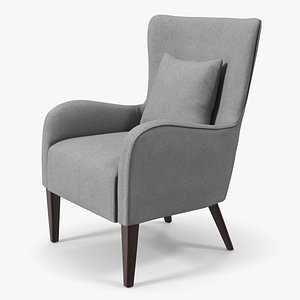 3D model Curved Arm Accent Chair Gray