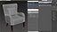 Sillón decorativo con brazo curvo Gris