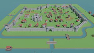 3D Medieval City Low-poly model