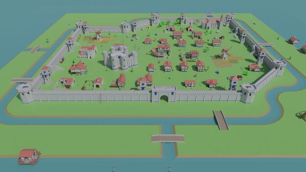 3D Medieval City Low-poly model - TurboSquid 1896983