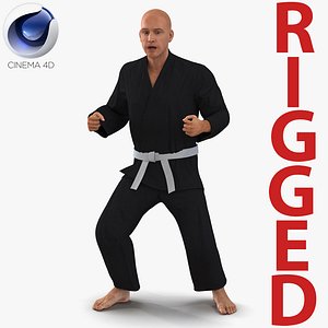 karate fighter black suit 3d model