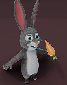 3D Cartoon Rabbit Rigged 3D Model