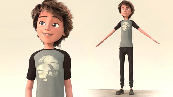 3D toon boy rigged - model