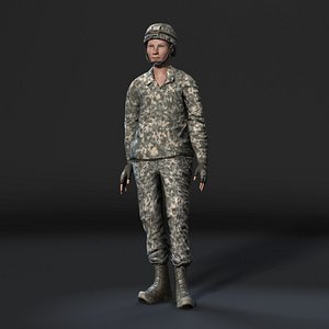 Animated Soldier Woman-Rigged 3d game character Low-poly